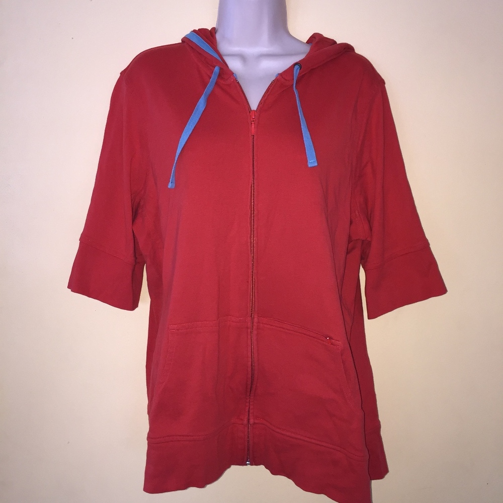 DULUTH TRADING CO cotton 3/4 sl zip pocket hooded